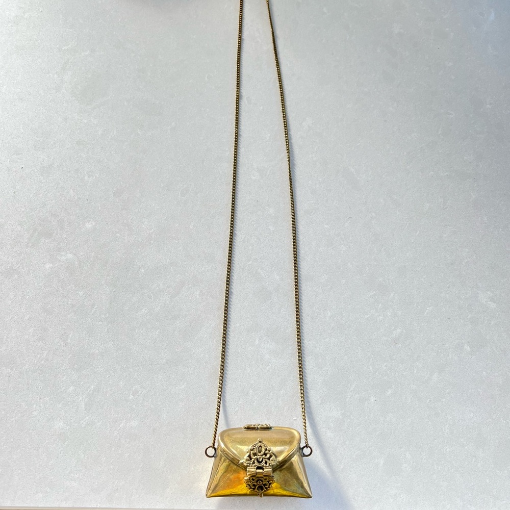 Vintage antique brass keepsake necklace